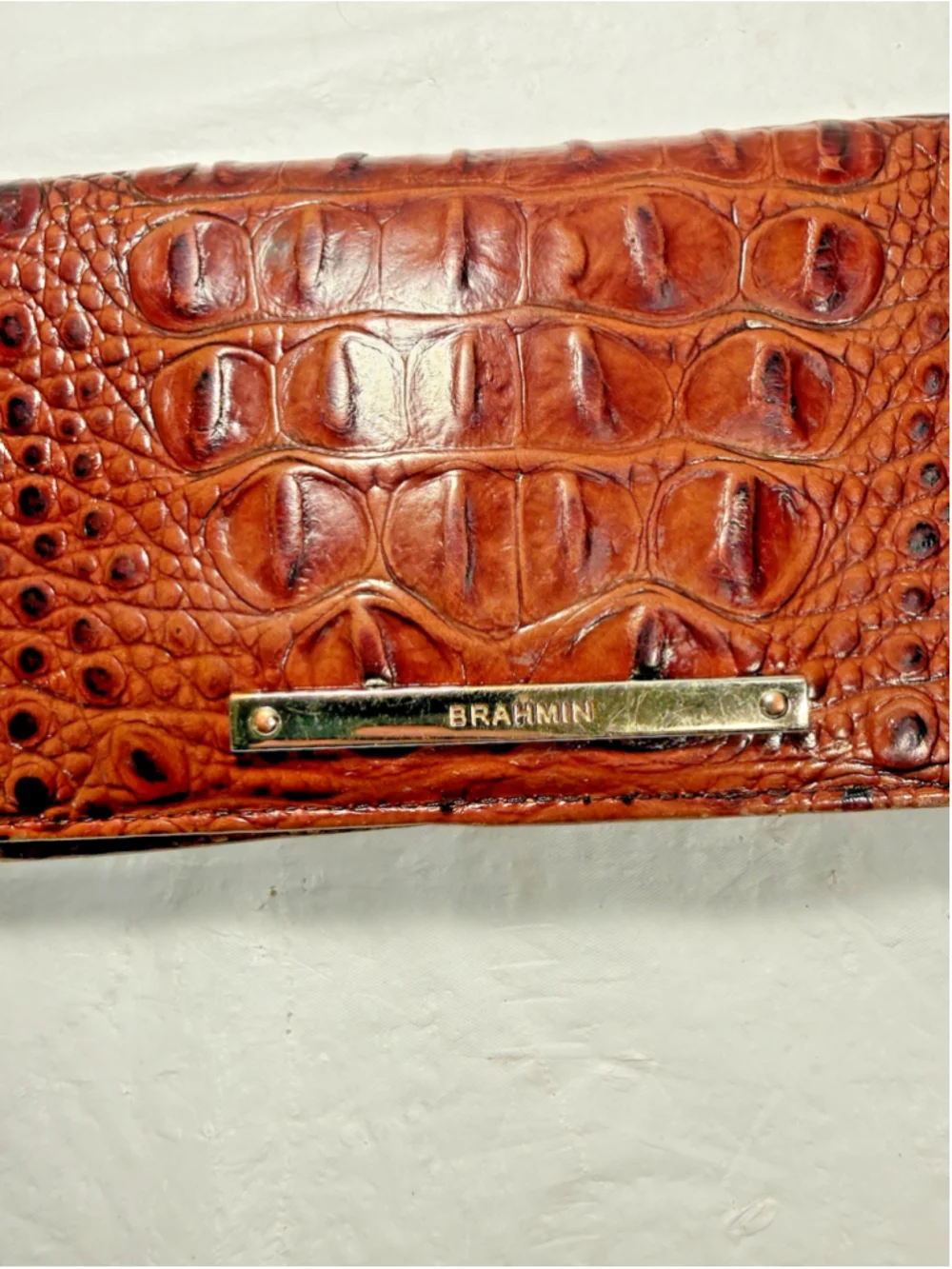 BRAHMIN DEBRA PECAN MELBOURNE LEATHER Croc Embossed WALLET